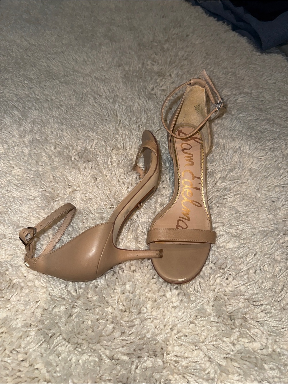 Sam Edelman Beige/Tan Open-Toe Ankle Strap Heels sz 8